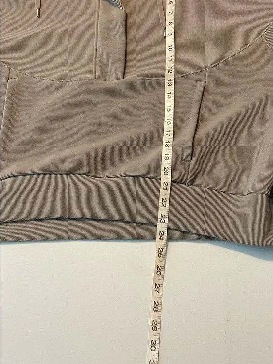 Calia Size XXL Taupe Textured Minimalist 1/2 Zip Cropped Sweatshirt LKNW - Picture 5 of 6
